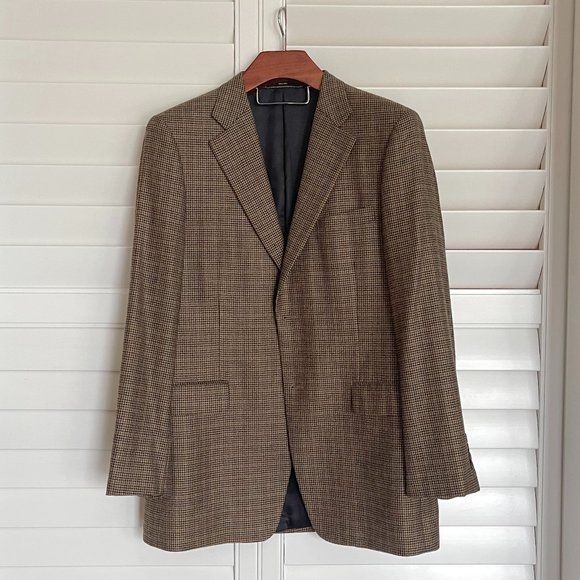 *EXLNT CONDITION* John W. Nordstrom Cashmere Sport Coat in Brn/Blk Houndstooth - Picture 1 of 9